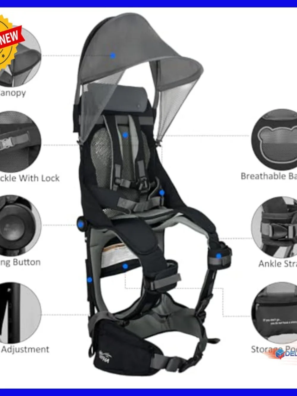 Lightweight Toddler Hiking Backpack Carrier with Sun Shade 6M-2Y